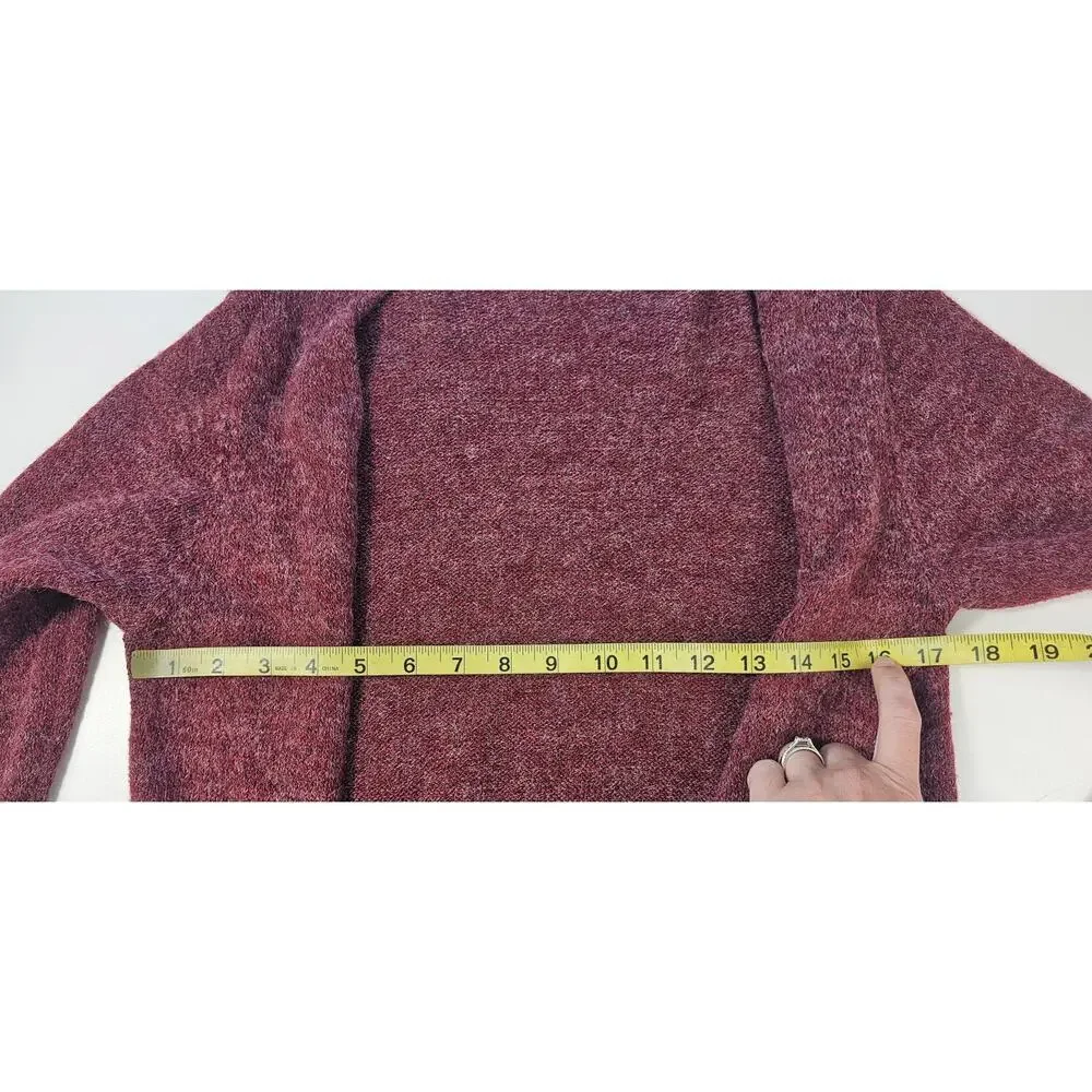Soft surroundings PETITE Small PS red cut out mock wool open knit cardigan EUC